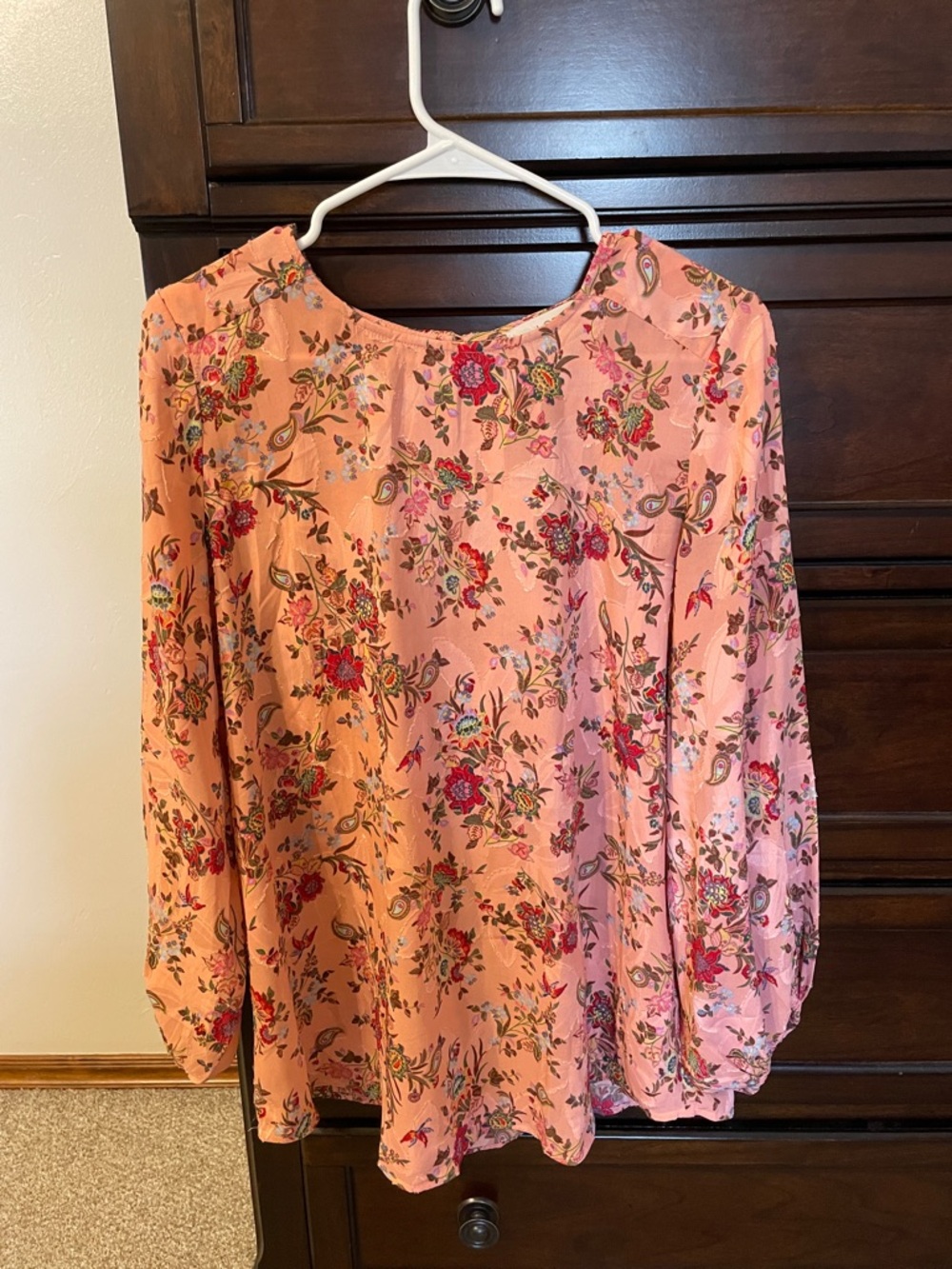 LOFT MATERNITY Pink Floral Long-Sleeve Tunic